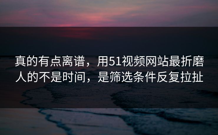 真的有点离谱，用51视频网站最折磨人的不是时间，是筛选条件反复拉扯