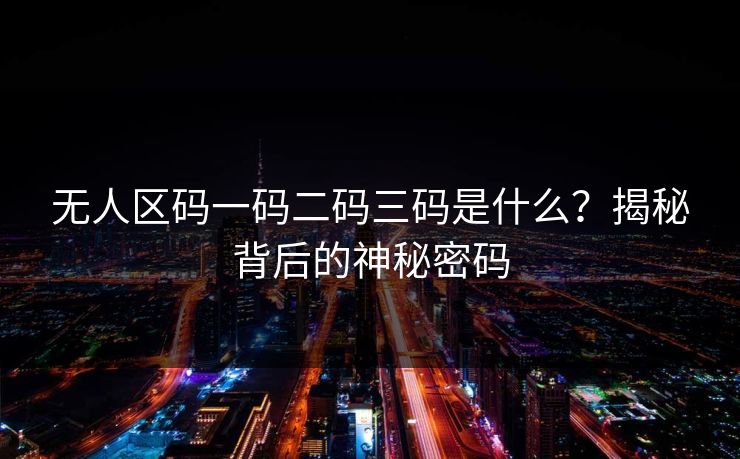 无人区码一码二码三码是什么？揭秘背后的神秘密码