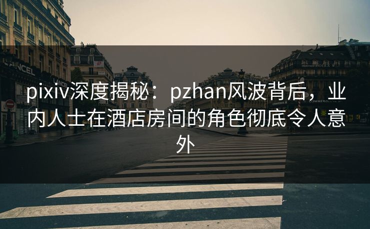 pixiv深度揭秘：pzhan风波背后，业内人士在酒店房间的角色彻底令人意外