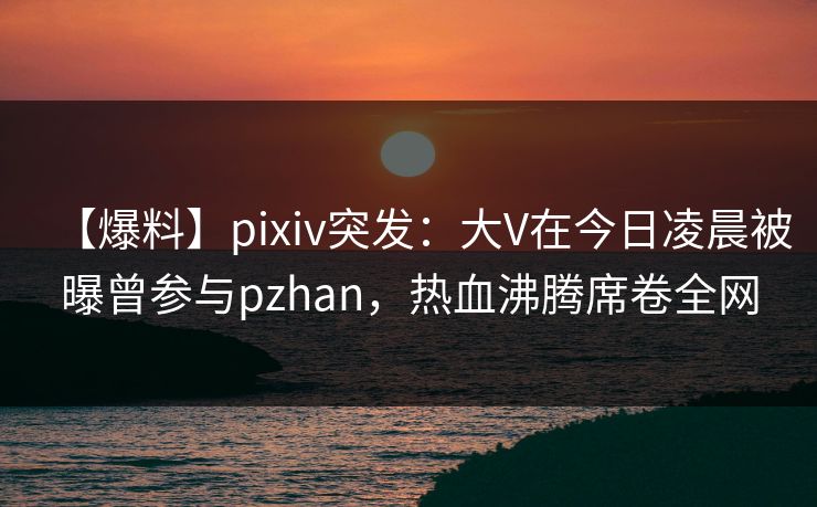 【爆料】pixiv突发：大V在今日凌晨被曝曾参与pzhan，热血沸腾席卷全网