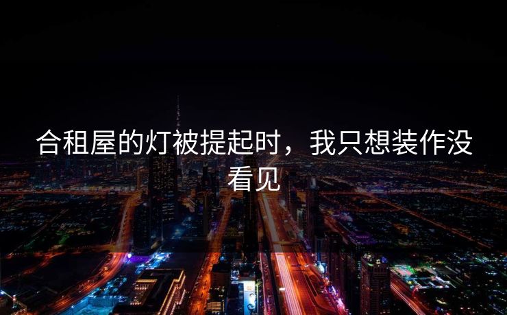 合租屋的灯被提起时,我只想装作没看见