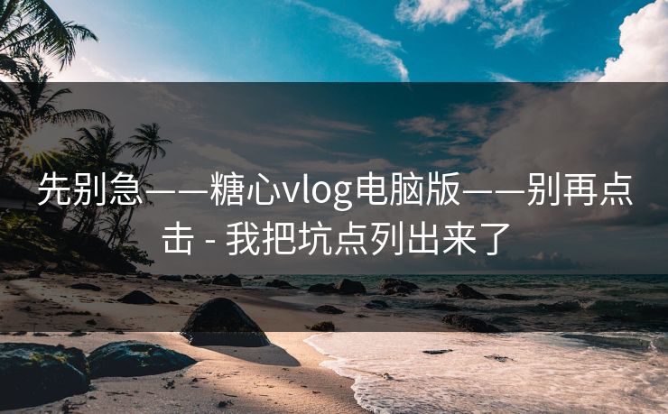 先别急——糖心vlog电脑版——别再点击 - 我把坑点列出来了